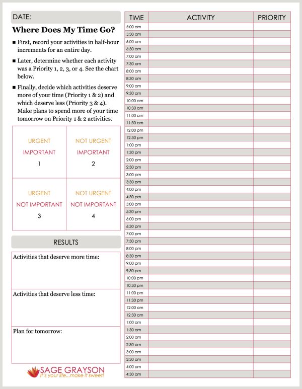 6 Best Images Of Time Management Printable Worksheet Free Printable Time Management Sheets