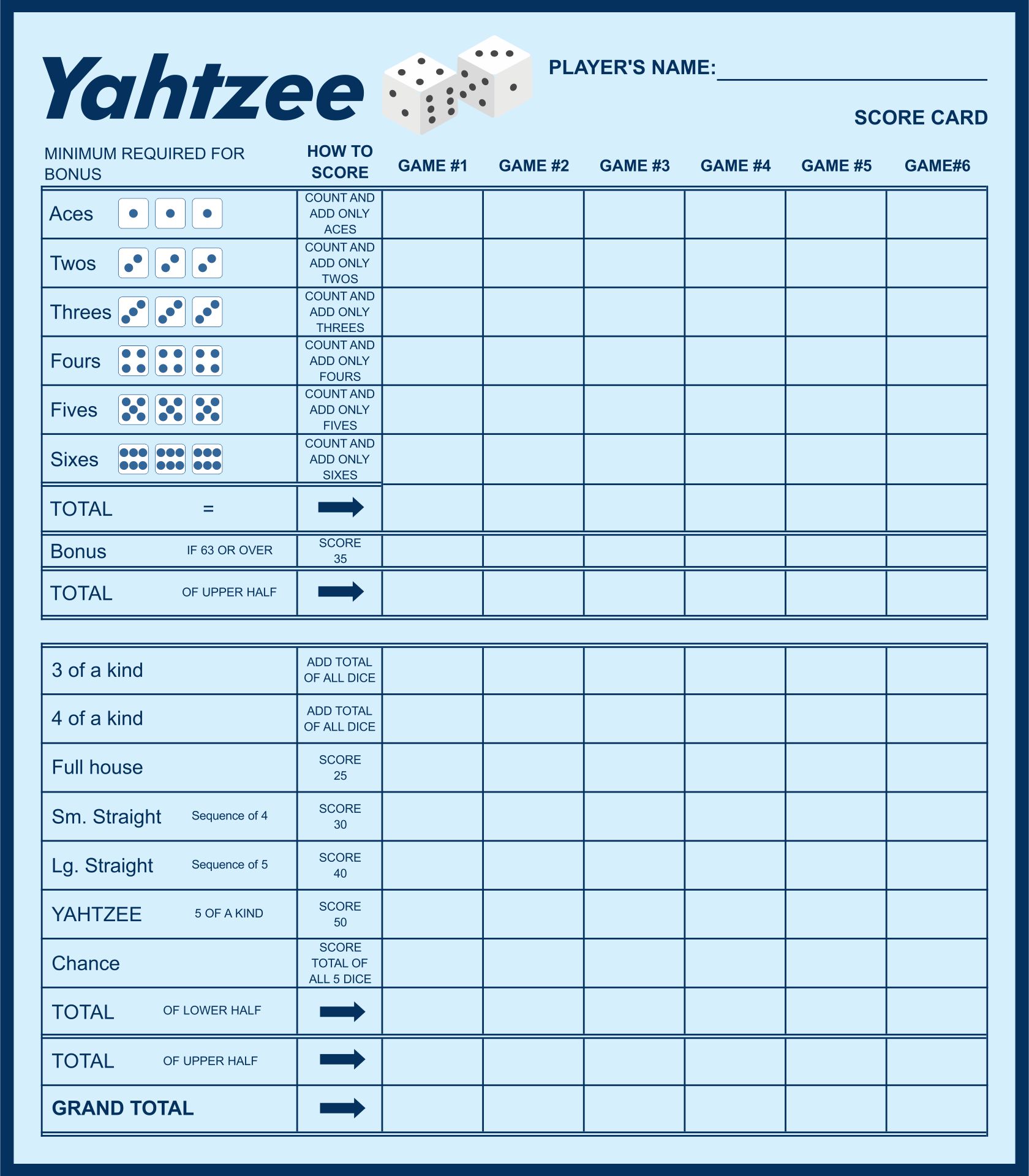 9 Best Images of Printable Yahtzee Score Sheets PDF Free Printable