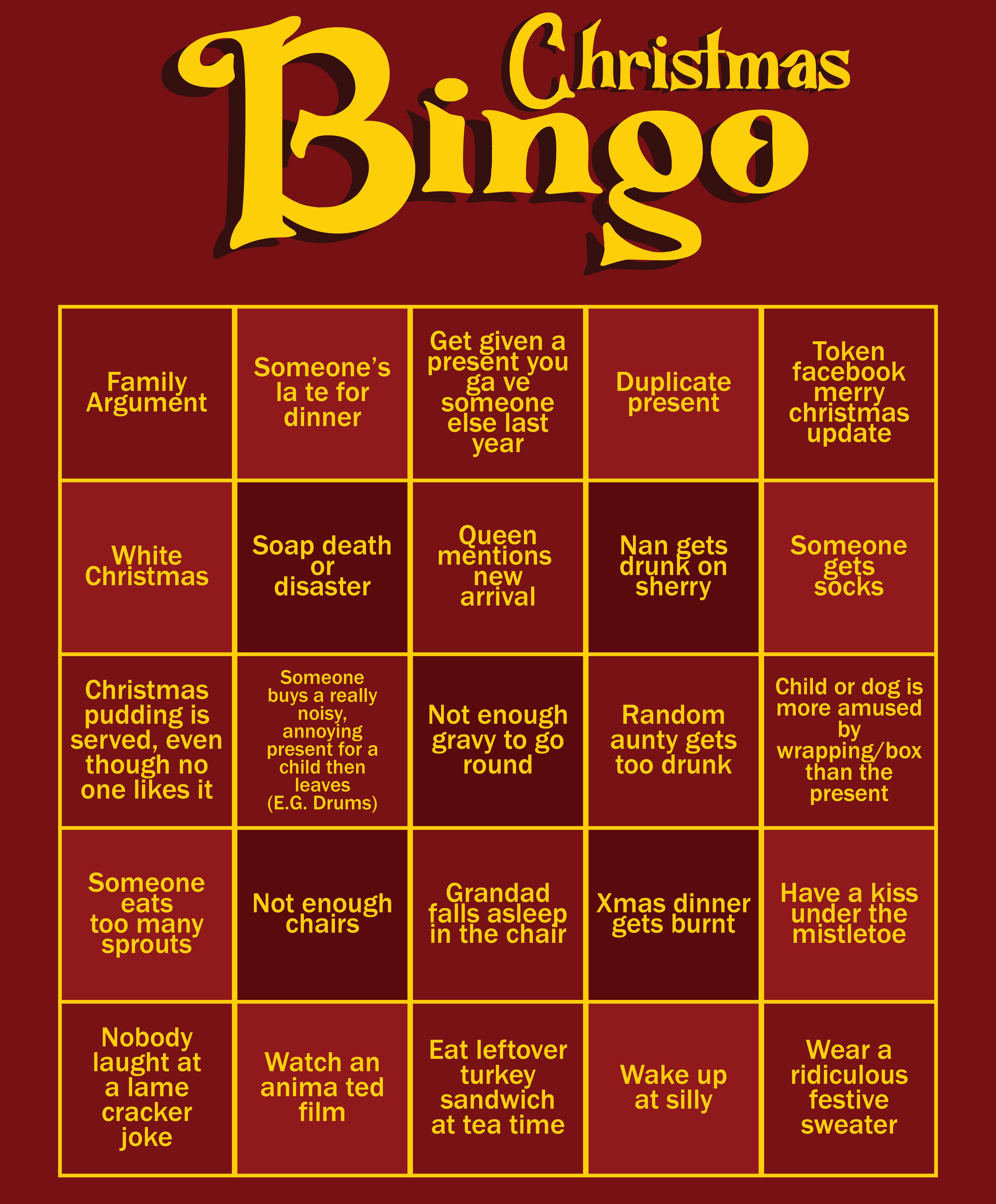 Christmas Bingo Card Ideas