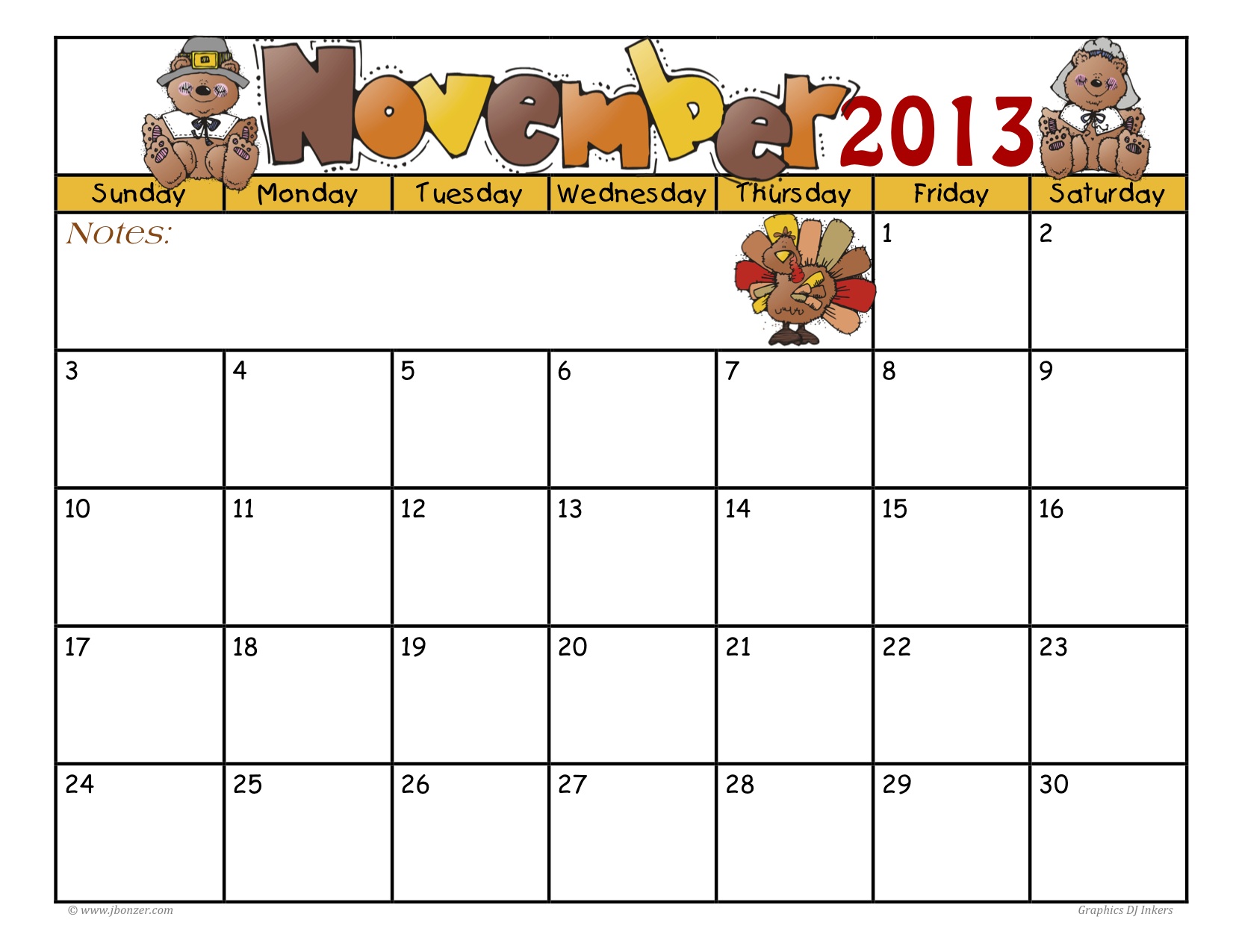 6 Best Images of Printable November 2013 Thanksgiving Calendar