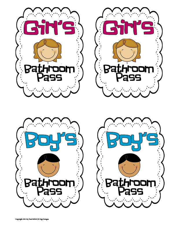 Free Bathroom Pass Printables