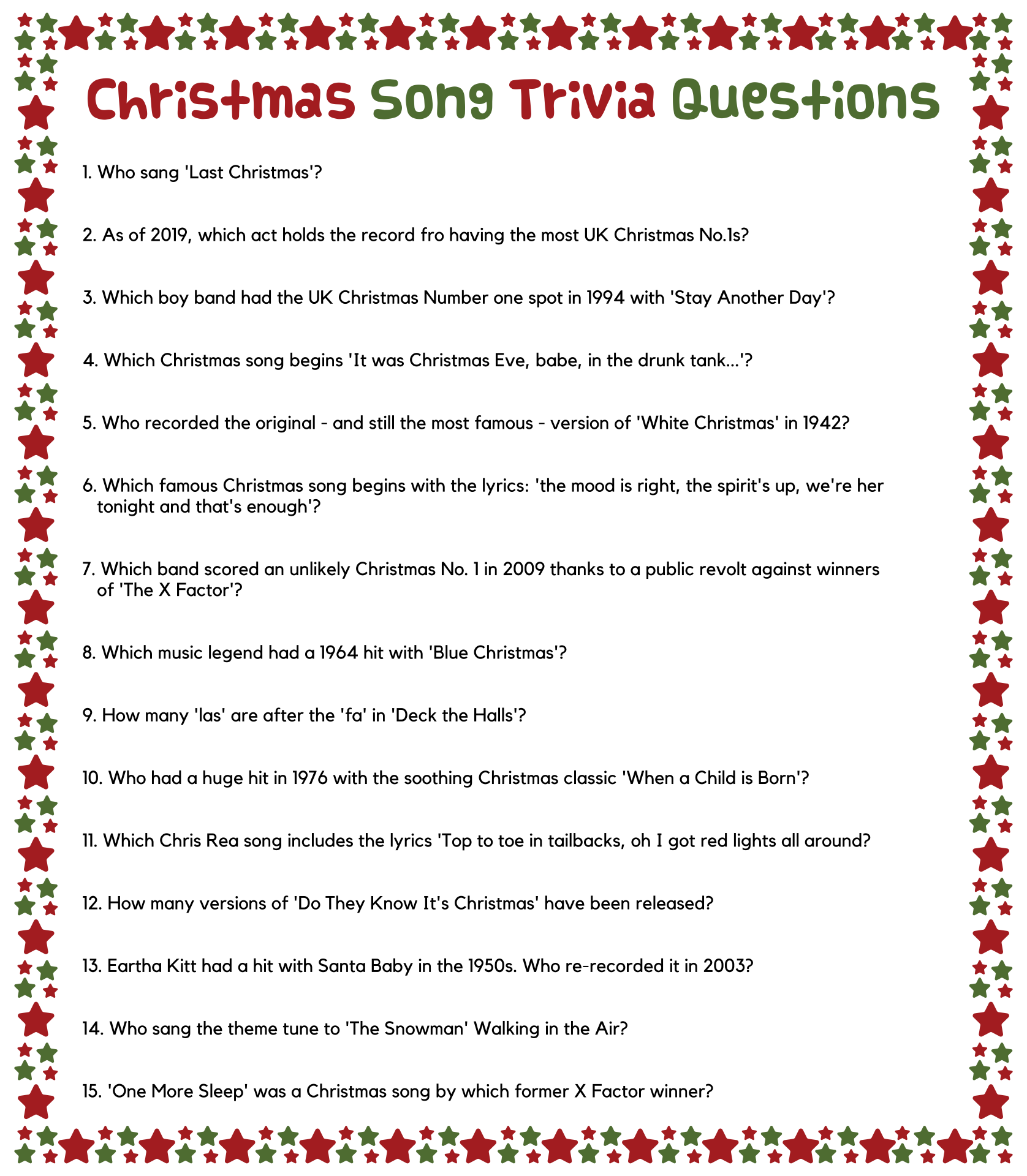 6 Best Images of Easy Christmas Trivia Printable Free Printable