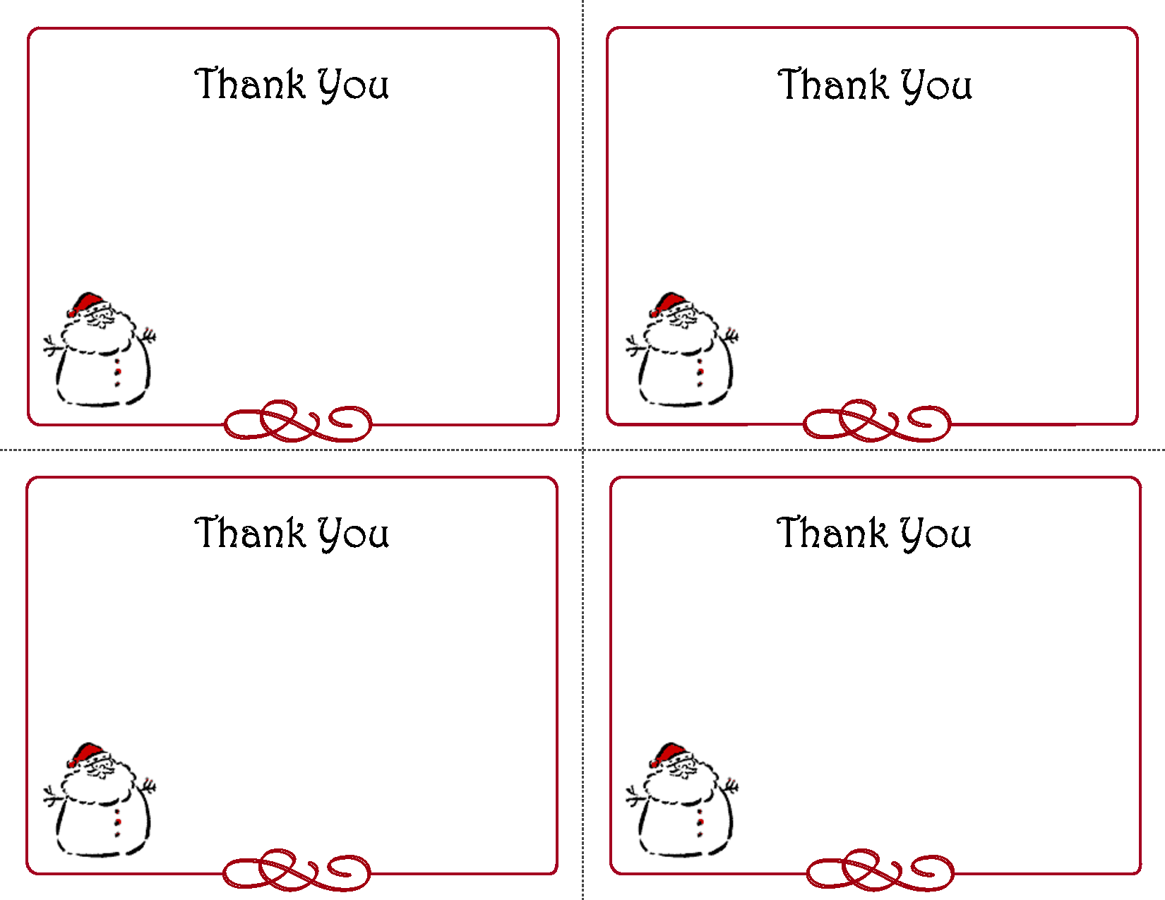 Christmas Thank You Card Template Free