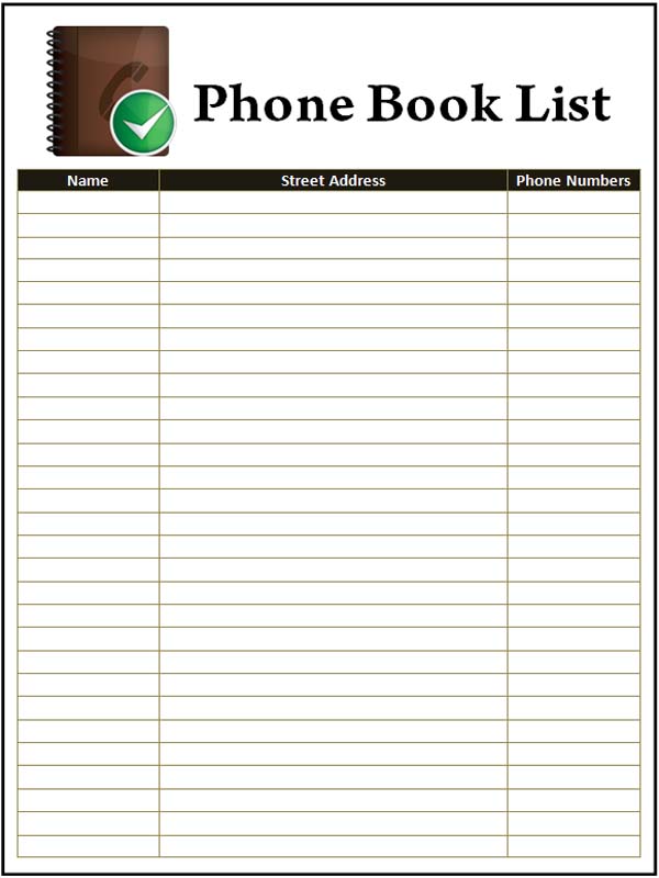 Phone Book Template Free Download