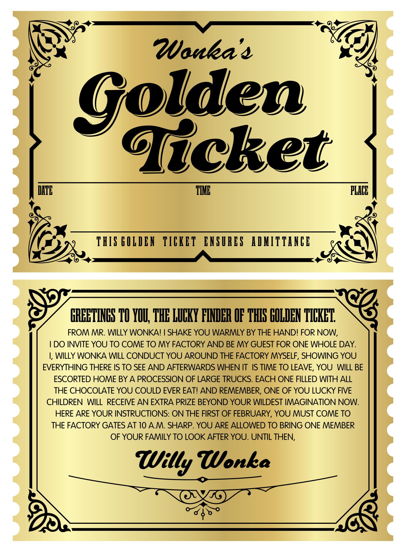 7 Best Images of Editable Printable Wonka Golden Ticket Printable