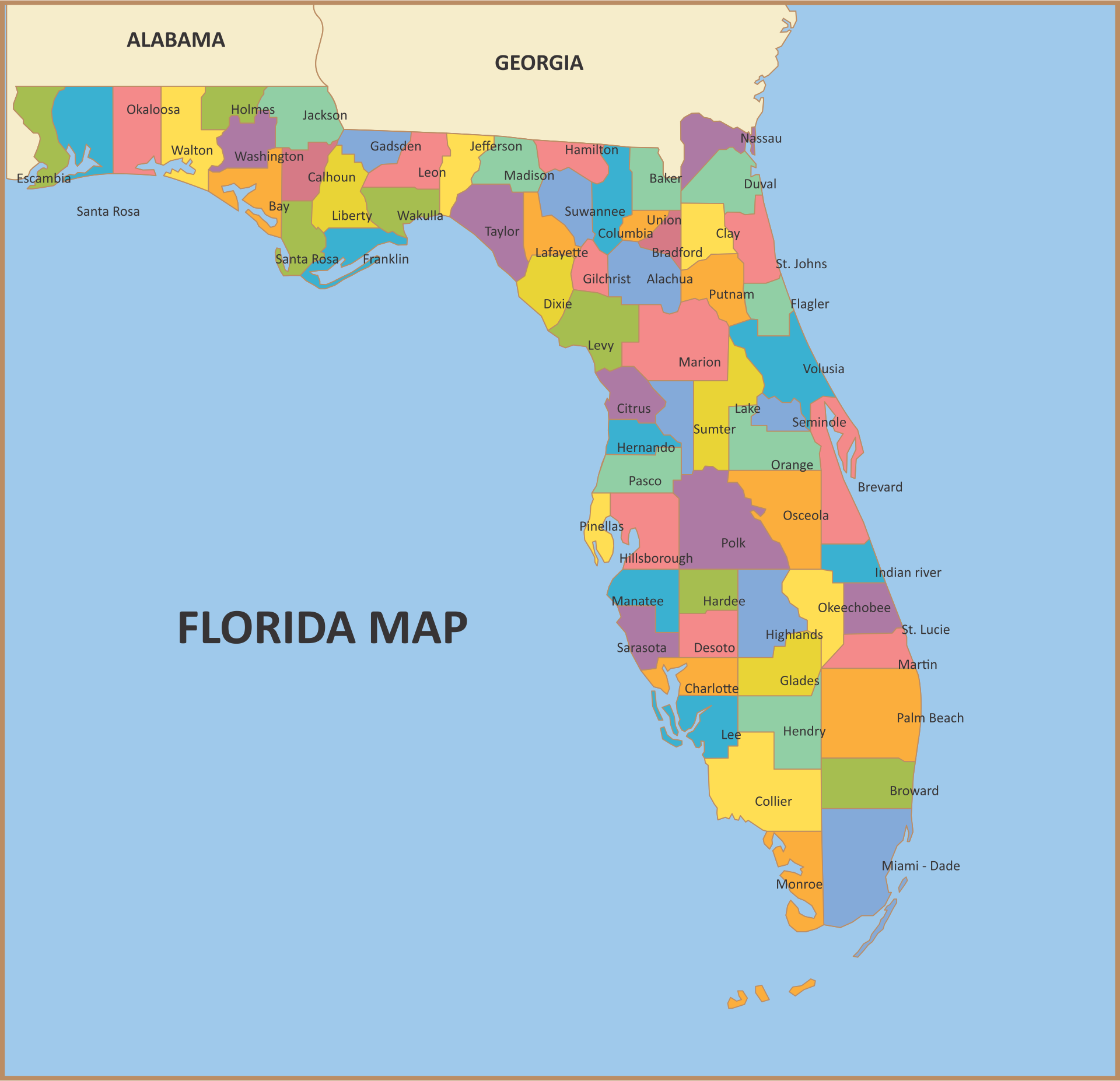 Free Printable Blank Map Of Florida