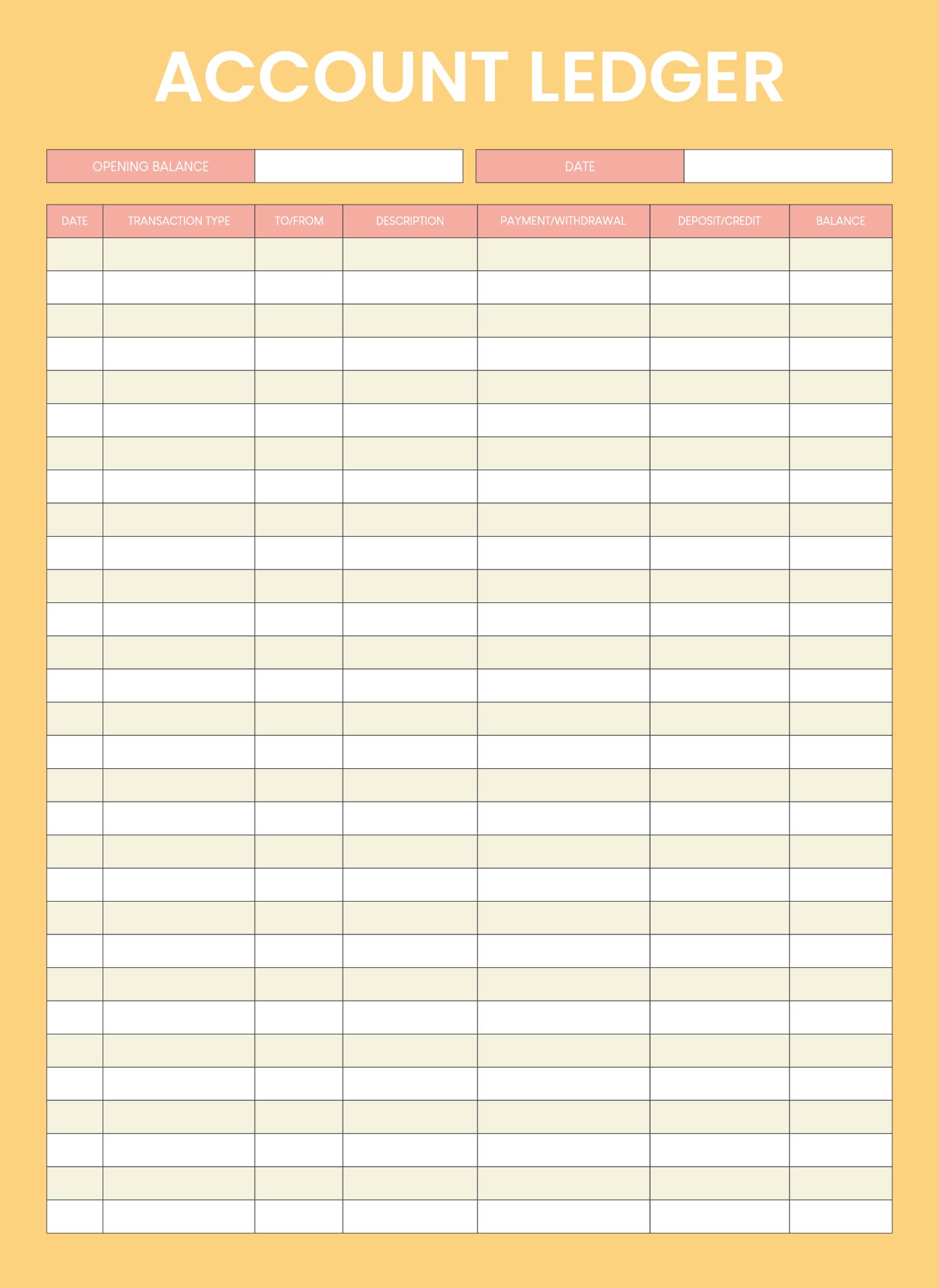 Free Printable Ledger Pages Printable Templates