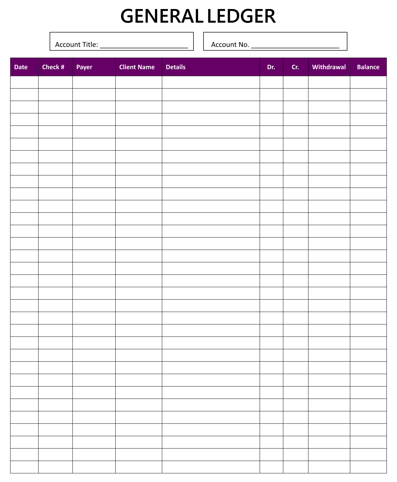 Free Printable Accounting Ledger