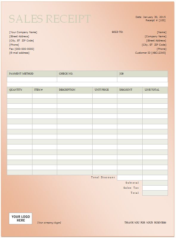 9 Best Images Of Free Printable Sales Receipt Forms Templates Free