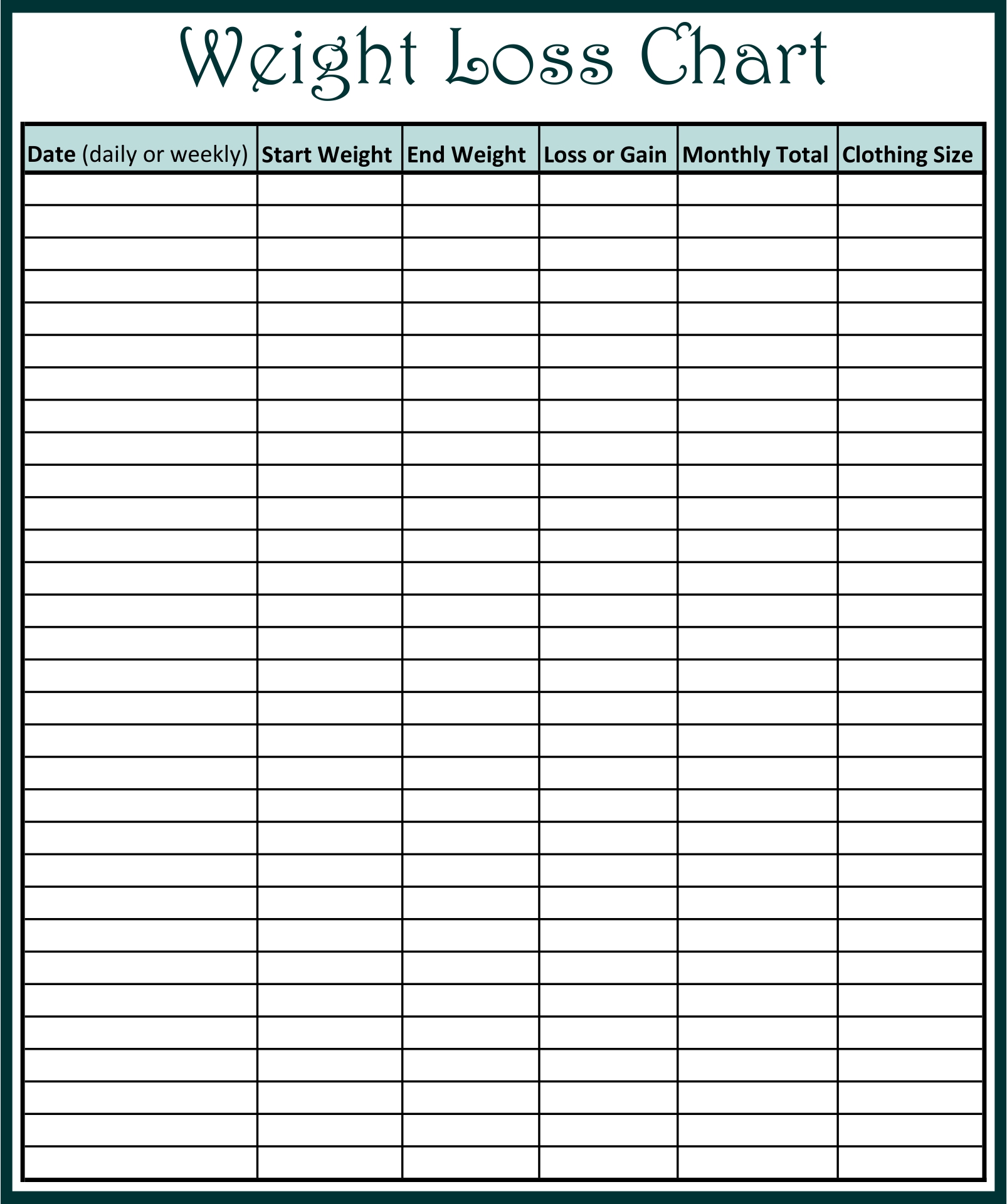 Weight Loss Log Printable Printable World Holiday