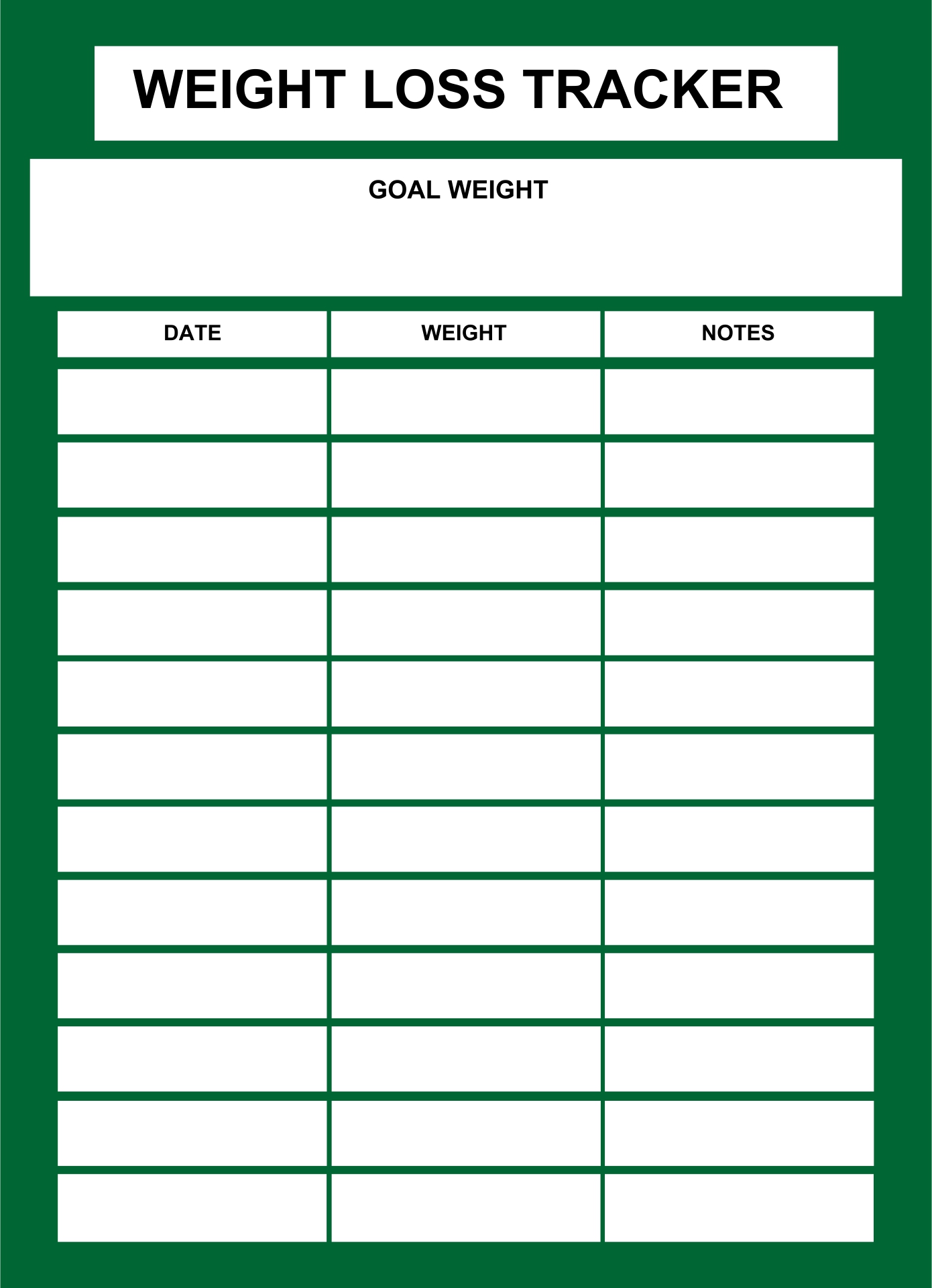 Free Printable Daily Weight Chart