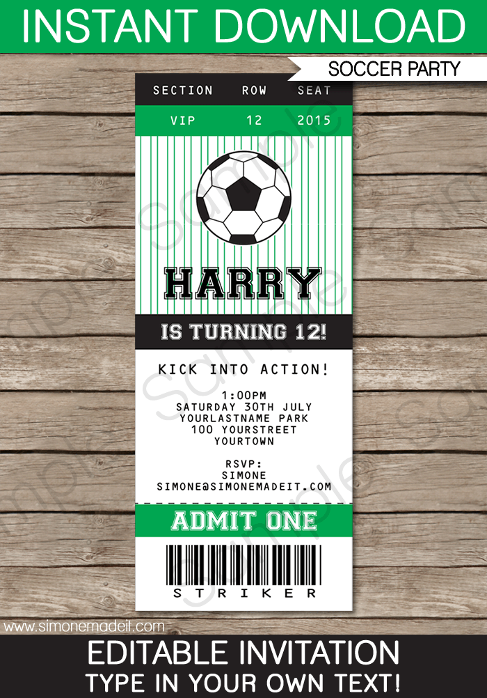 Soccer Ticket Template Free