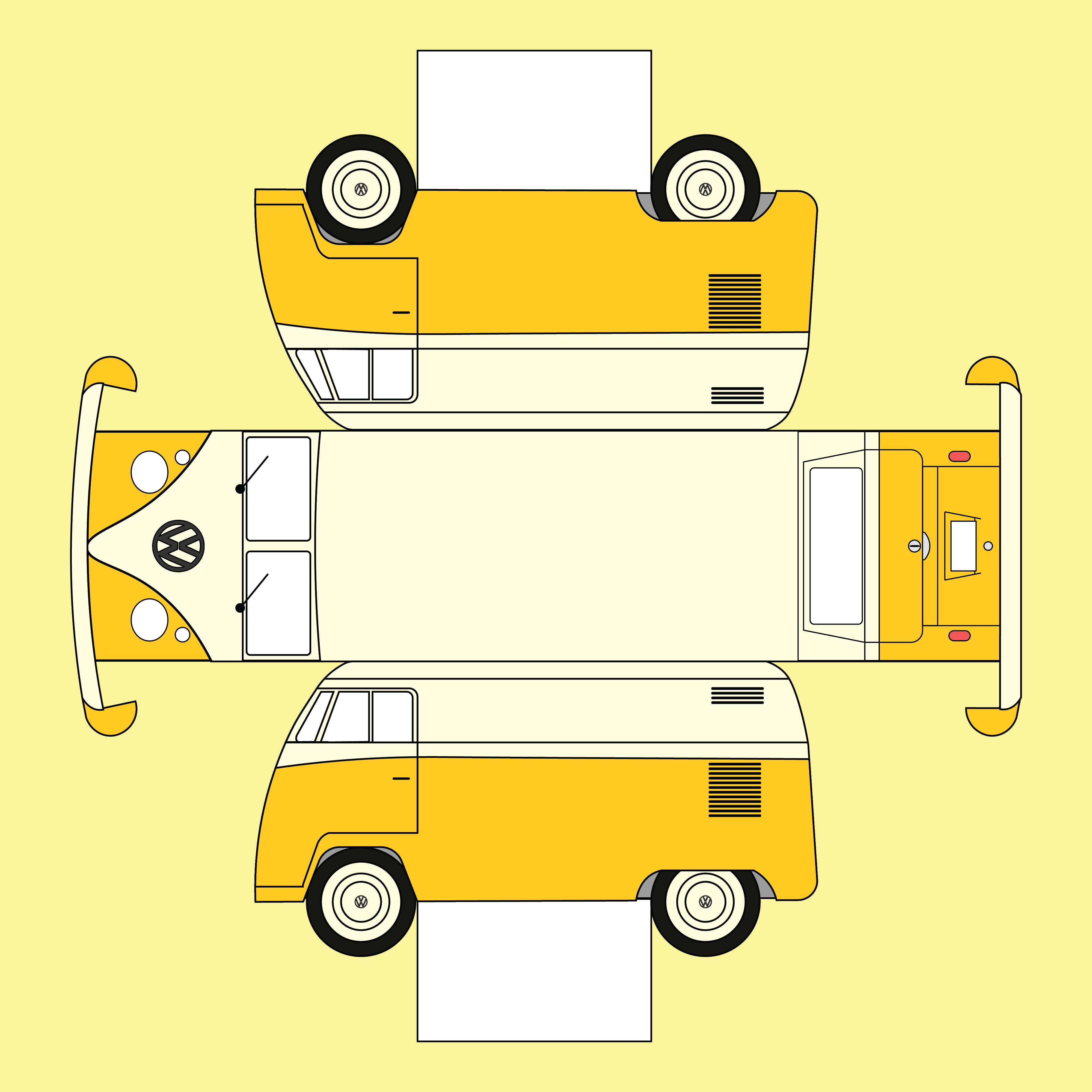 Printable 3D Paper Bus Template