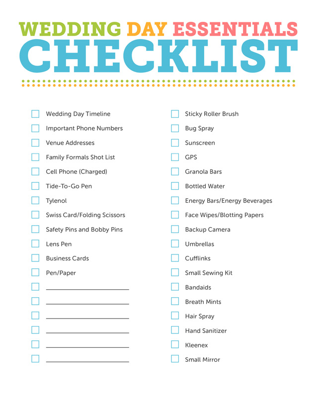 6 Best Images of Wedding Reception Checklist Printable Free Printable