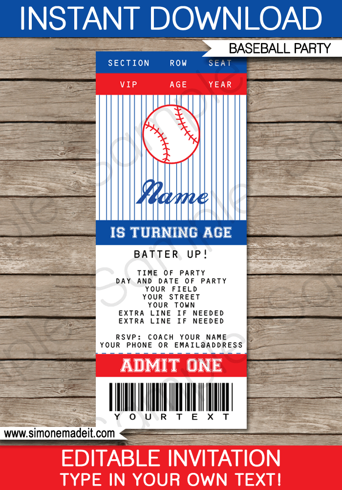 Baseball Ticket Invitation Template Free Download