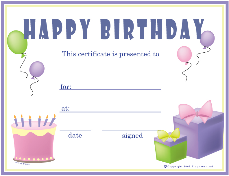 8 Best Images of Printable Certificates For Boys Birthday Happy