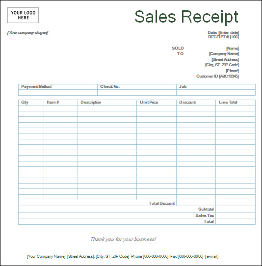 What are printable blank receipts used for?