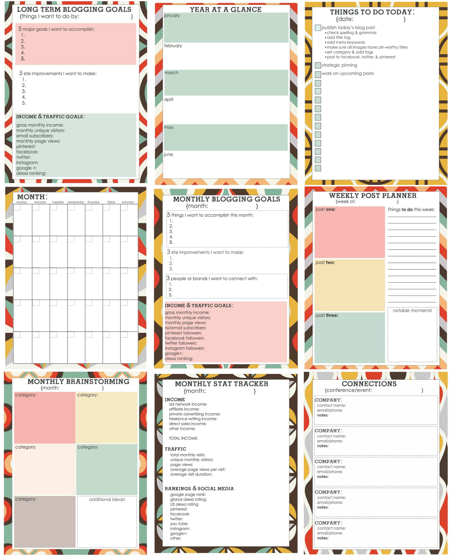 Free Printable Organizer Sheets