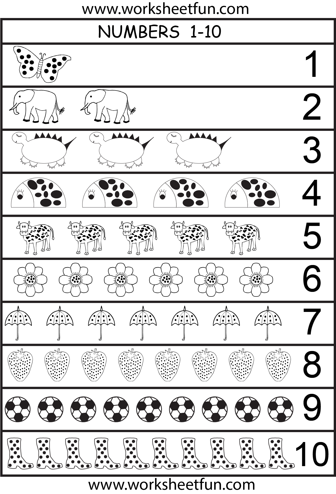 Free Counting Worksheets 1 10