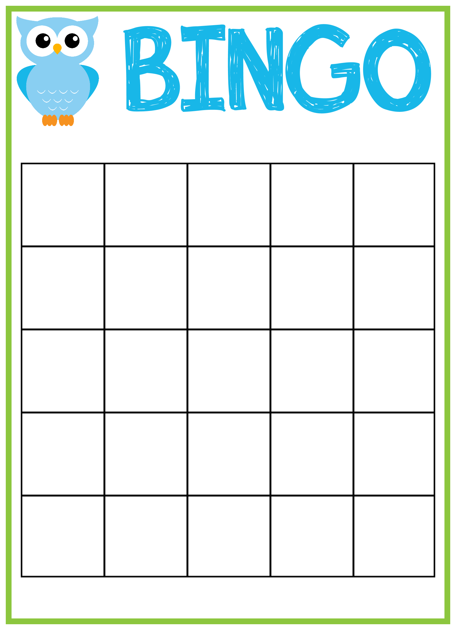 Free Printable Blank Bingo Cards Kids