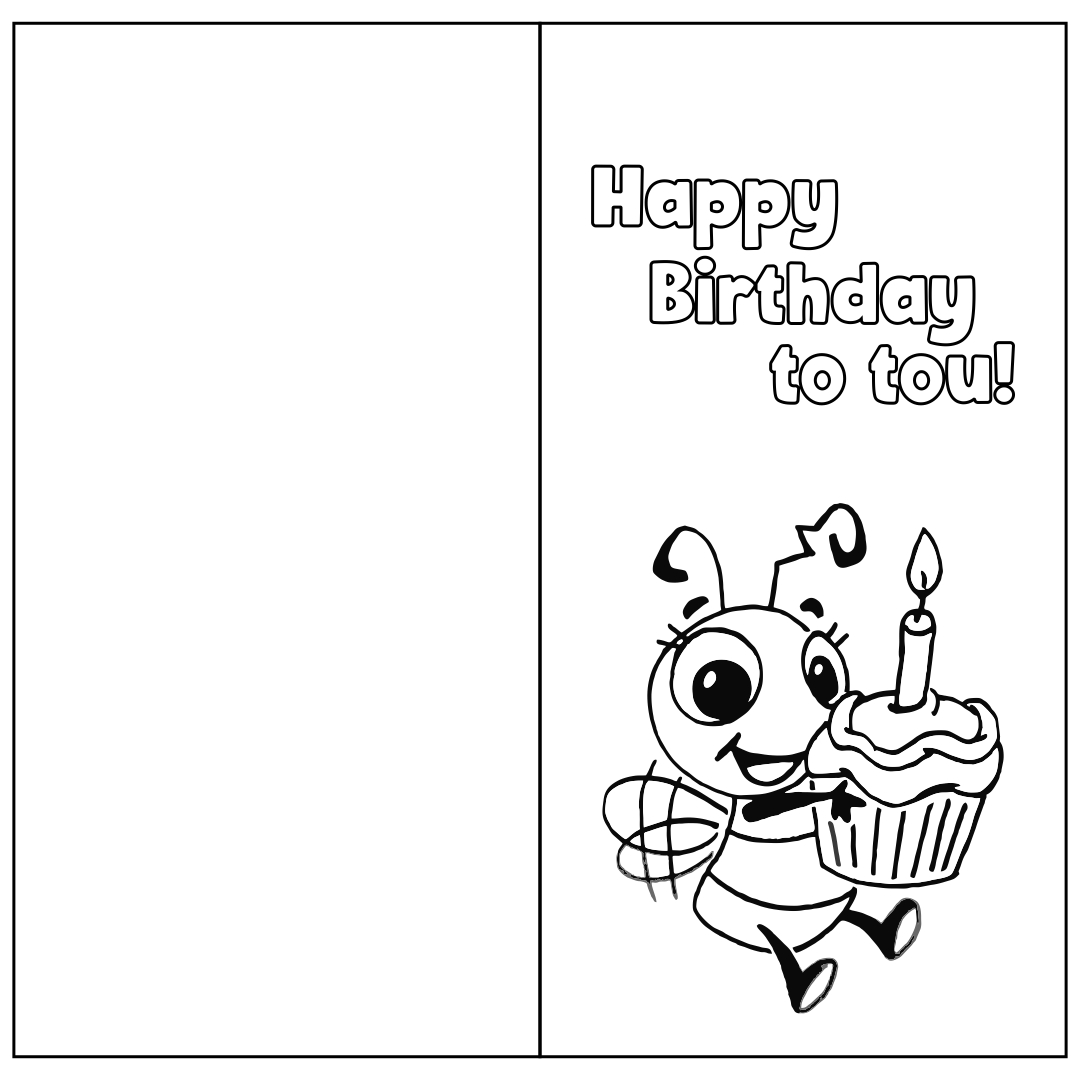 Printable Foldable Happy Birthday Coloring Card