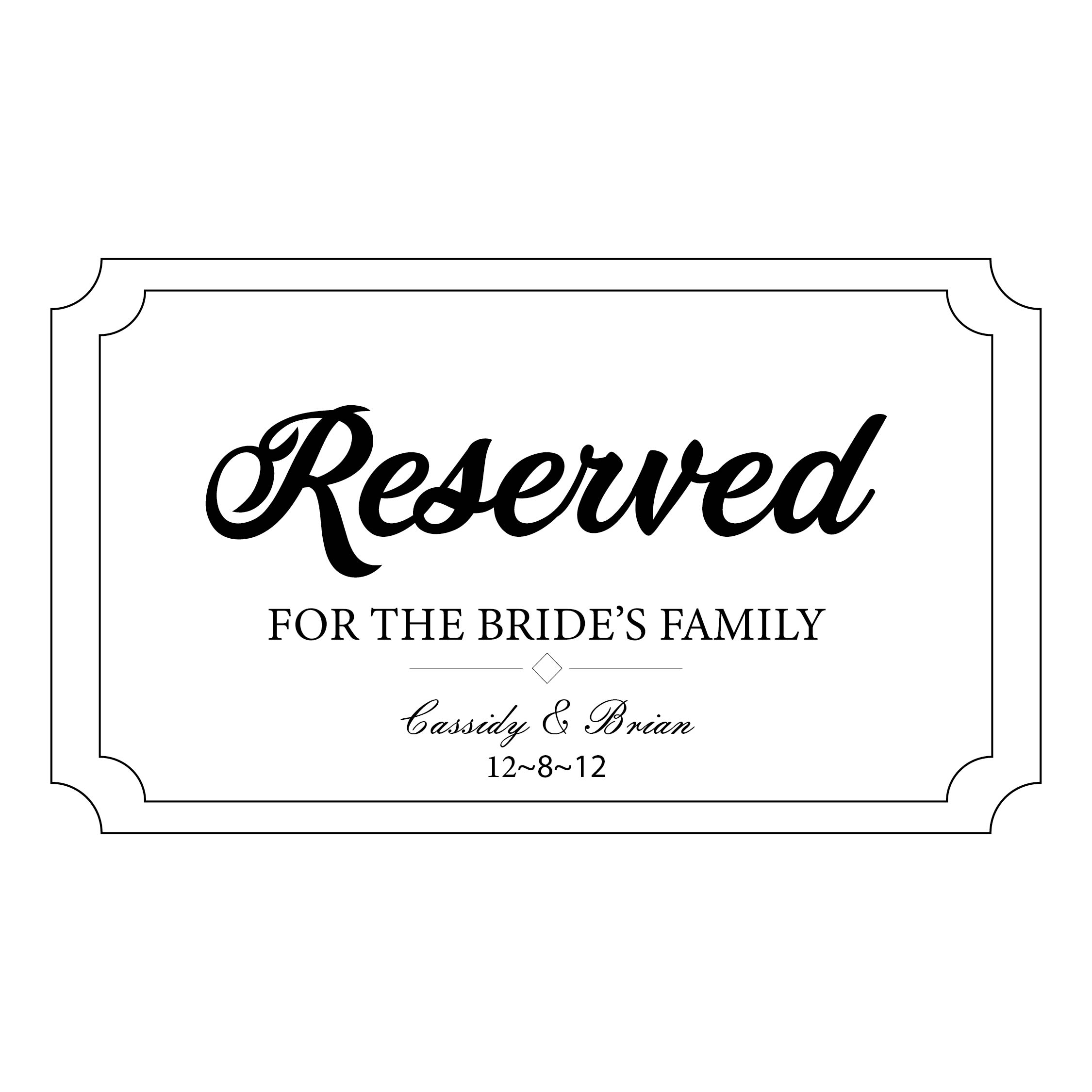 6 Best Images of Printable Wedding Reserved Signs Free