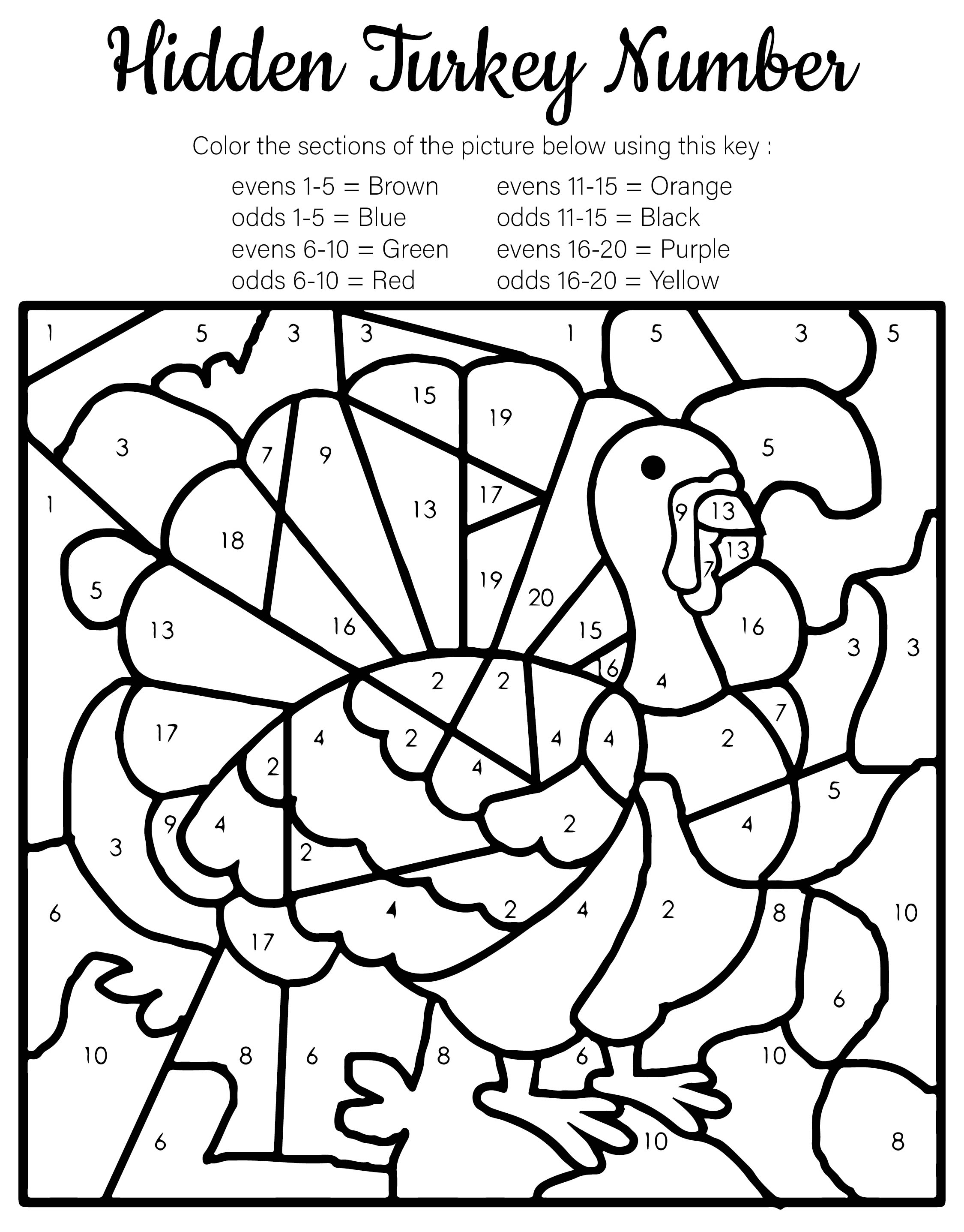 Math Worksheets Thanksgiving Free Printable