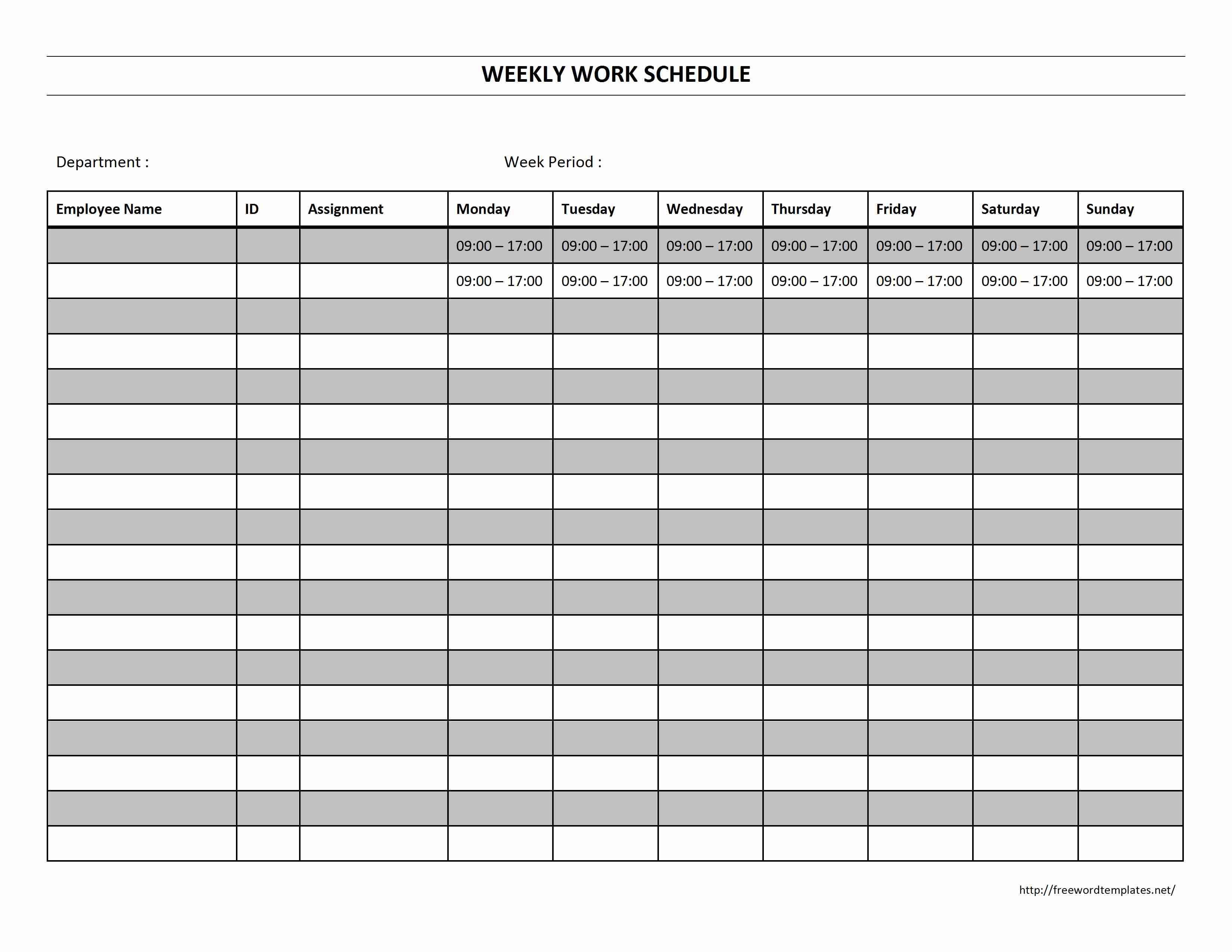 6 Best Images Of Free Printable Blank Work Schedules Blank Weekly 