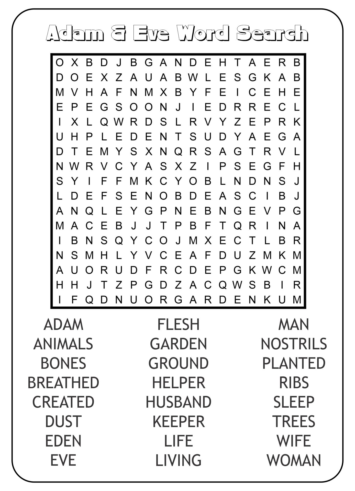 Bible Word Search Printable Free