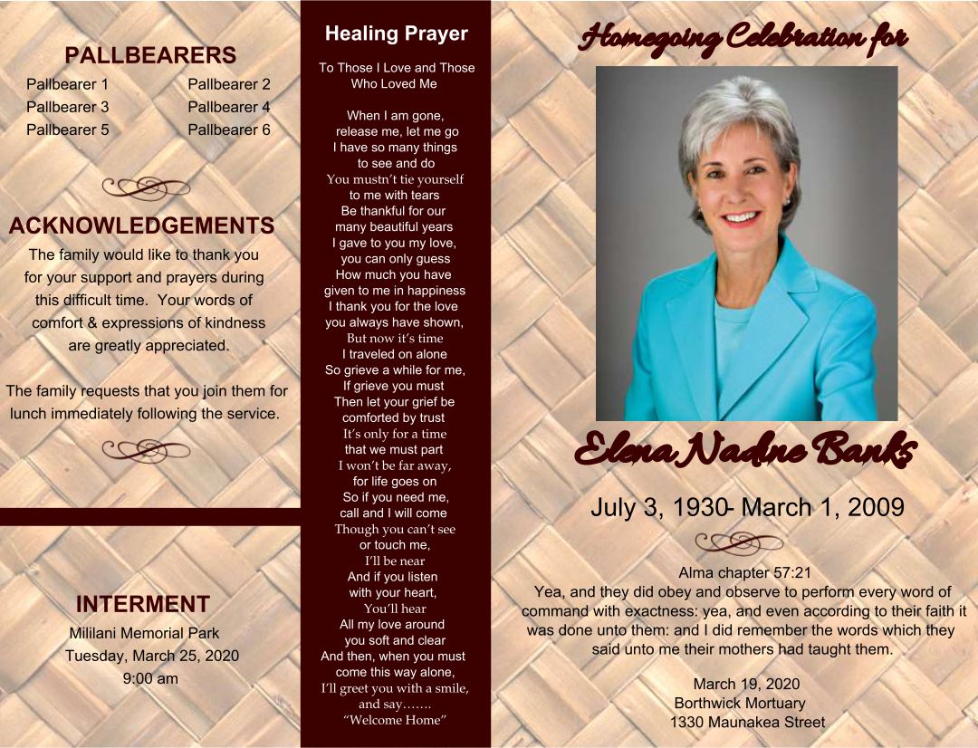 7 Best Images Of Printable Funeral Program Templates Funeral Program