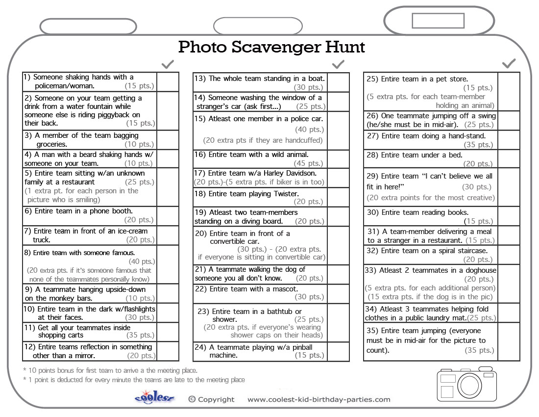 8 Best Images of Printable Blank Scavenger Hunt List Blank Scavenger