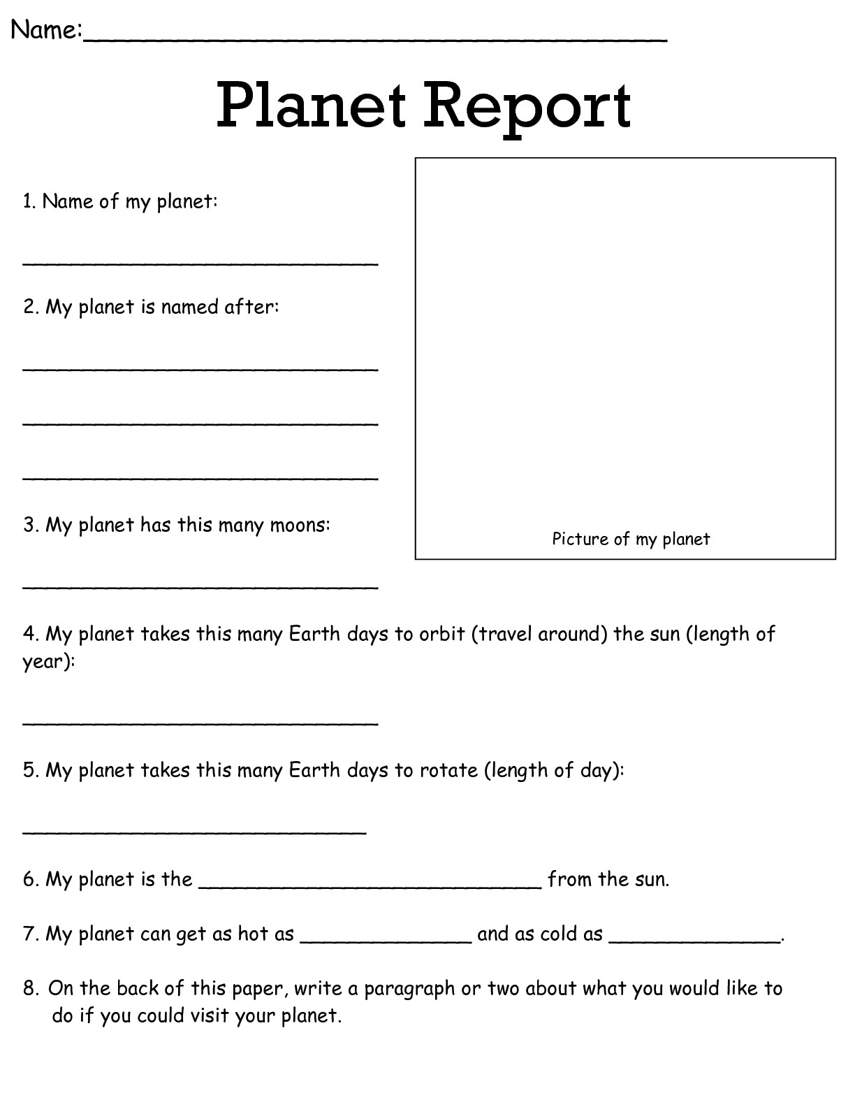 Free Science Worksheet For Grade 5