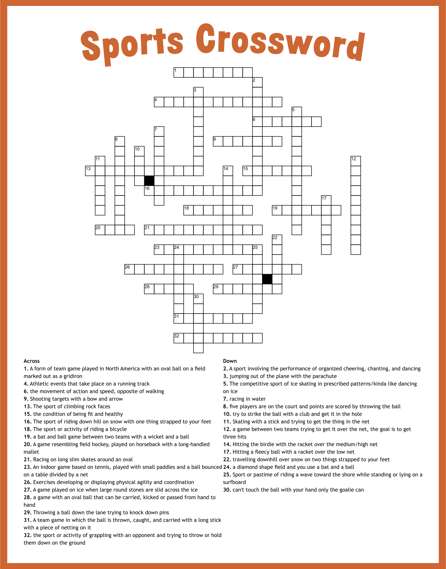 6 Best Images of Sport Crossword Printable Printable Sports Crossword