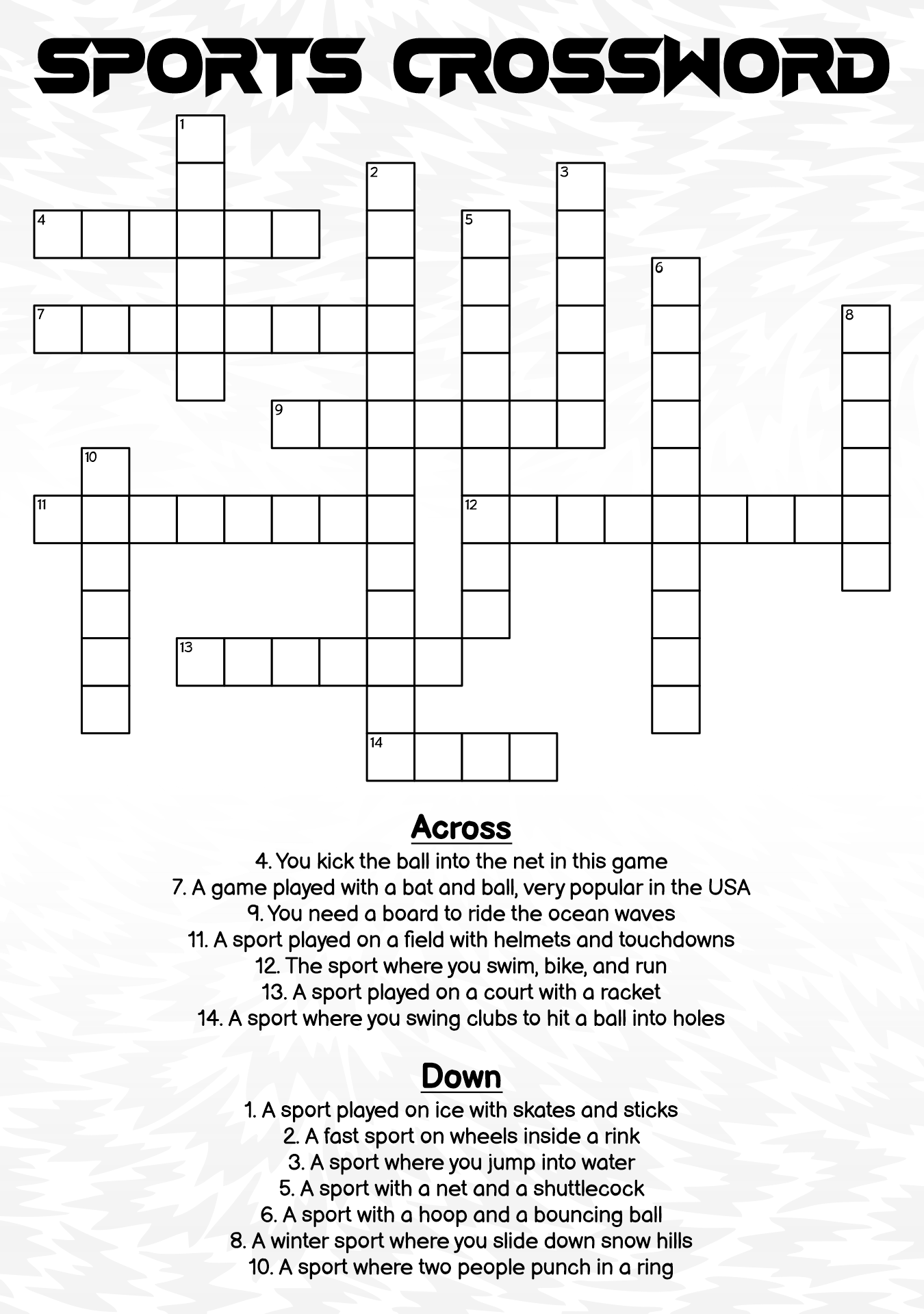 6 Best Images Of Sport Crossword Printable Printable Sports Crossword Puzzles Easy Sports 