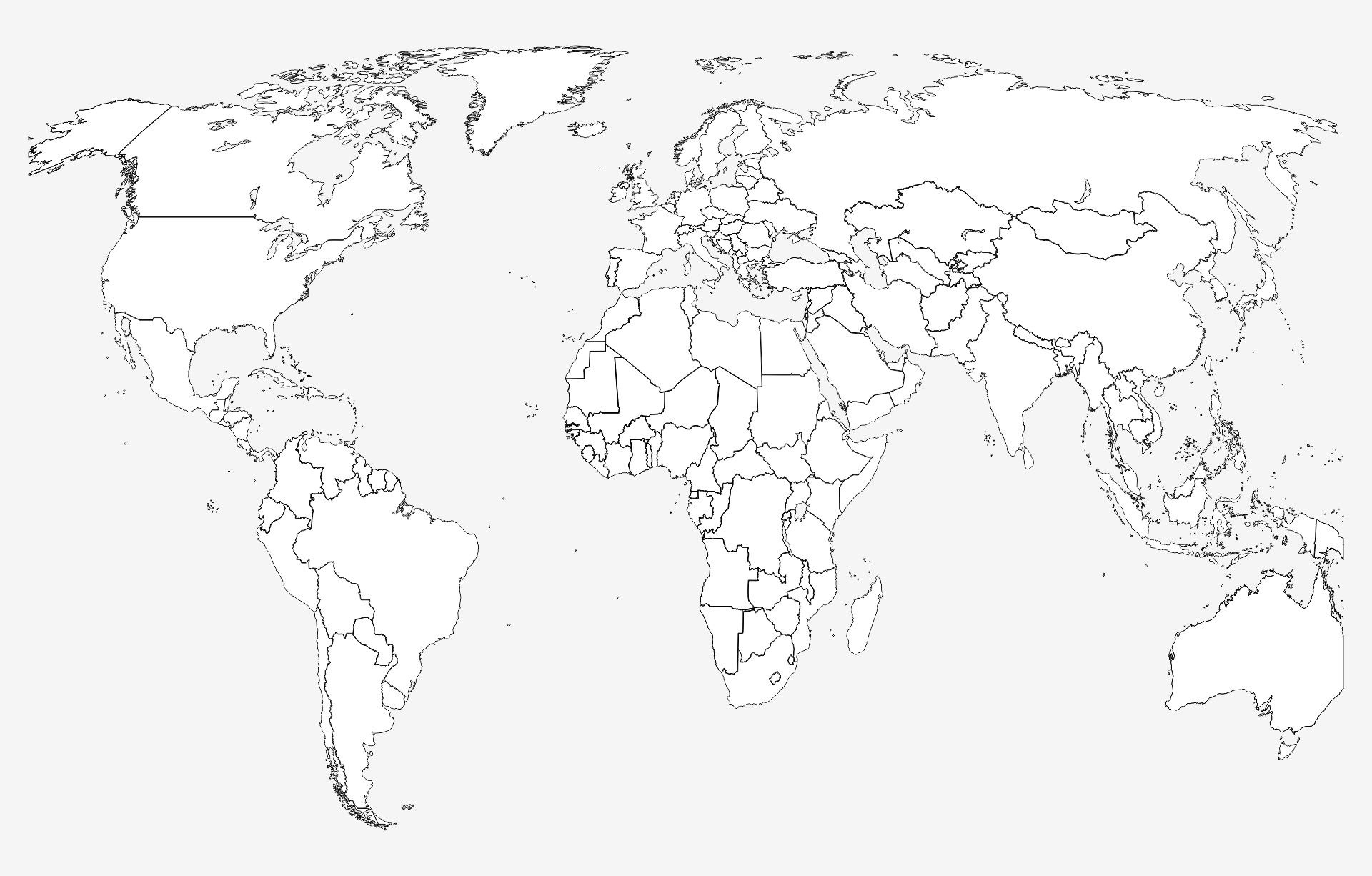 Printable World Map Black