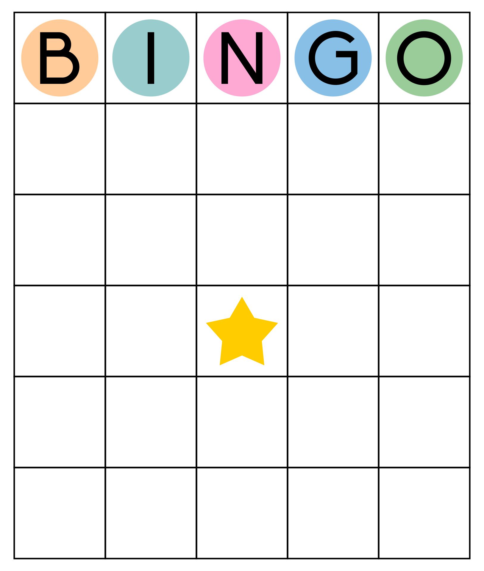 Bingo Template Printable Free
