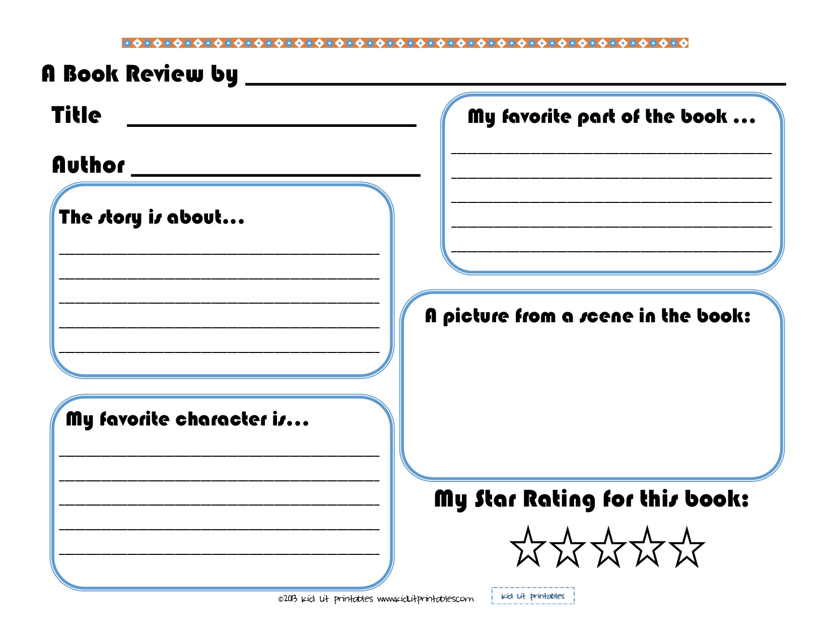 Kids book report template free