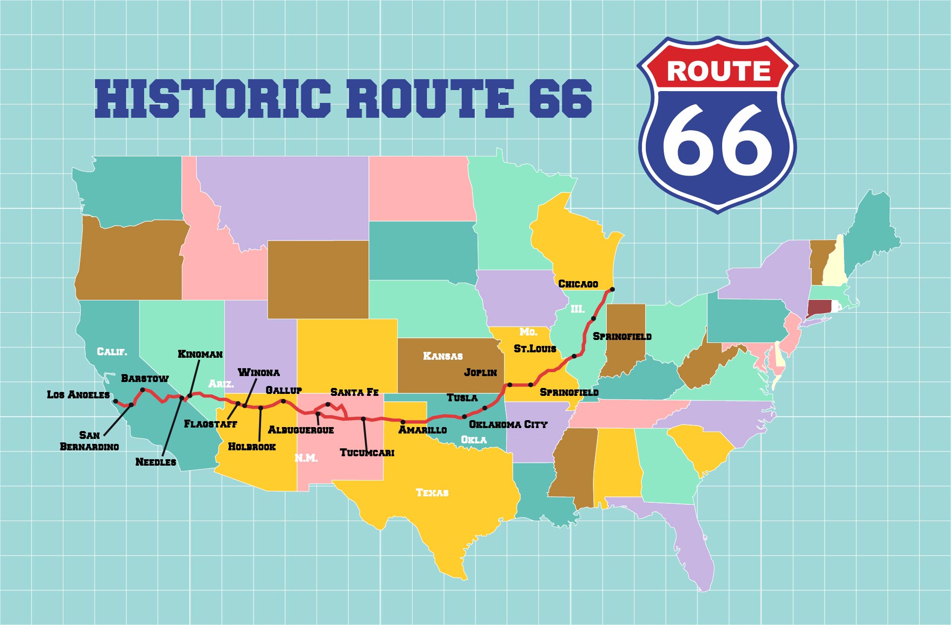 6 Best Images of Printable Route Maps - Printable Route 66 Map, United