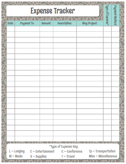 Free Monthly Expense Tracker Printable