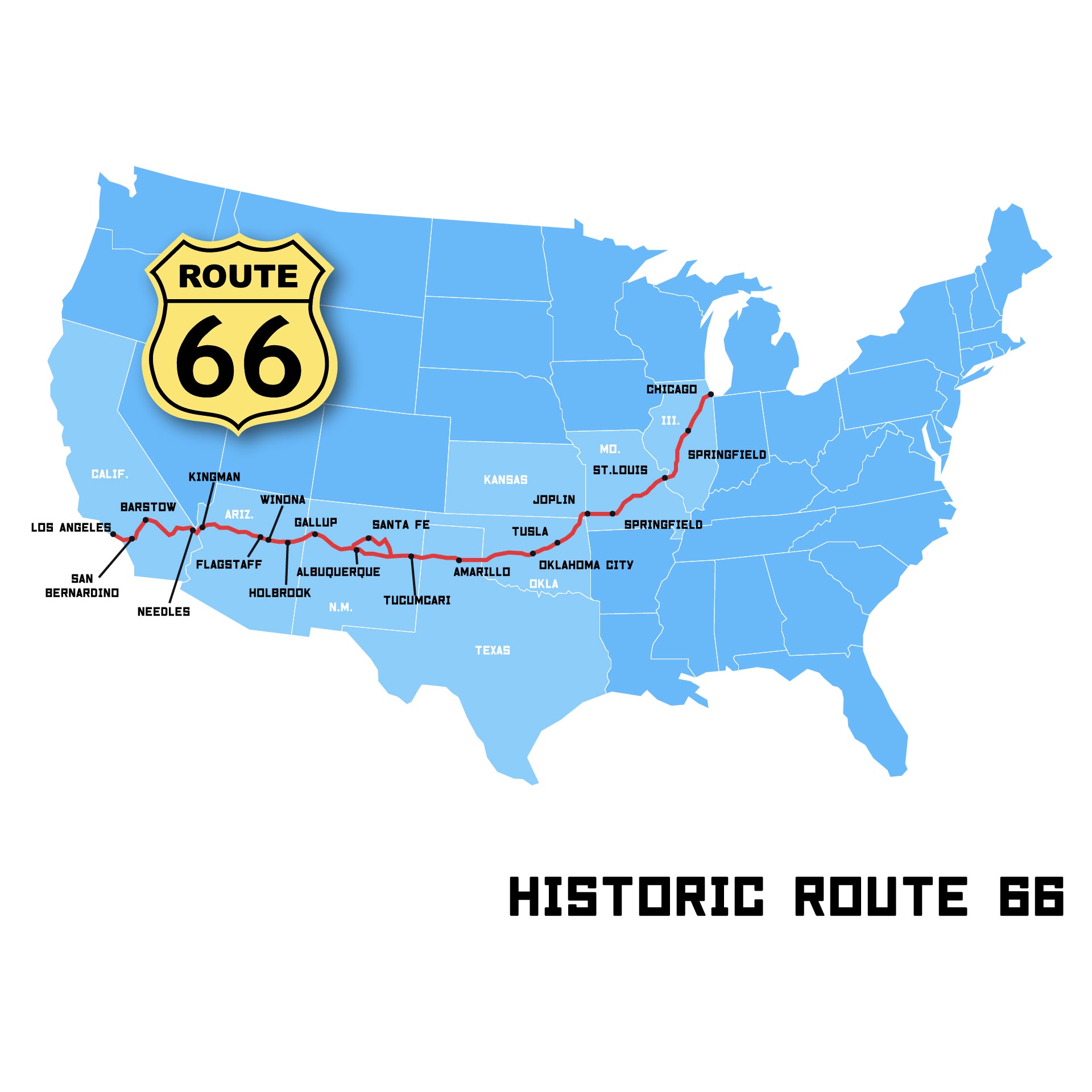 Albums 105+ Images map of route 66 across the united states Completed