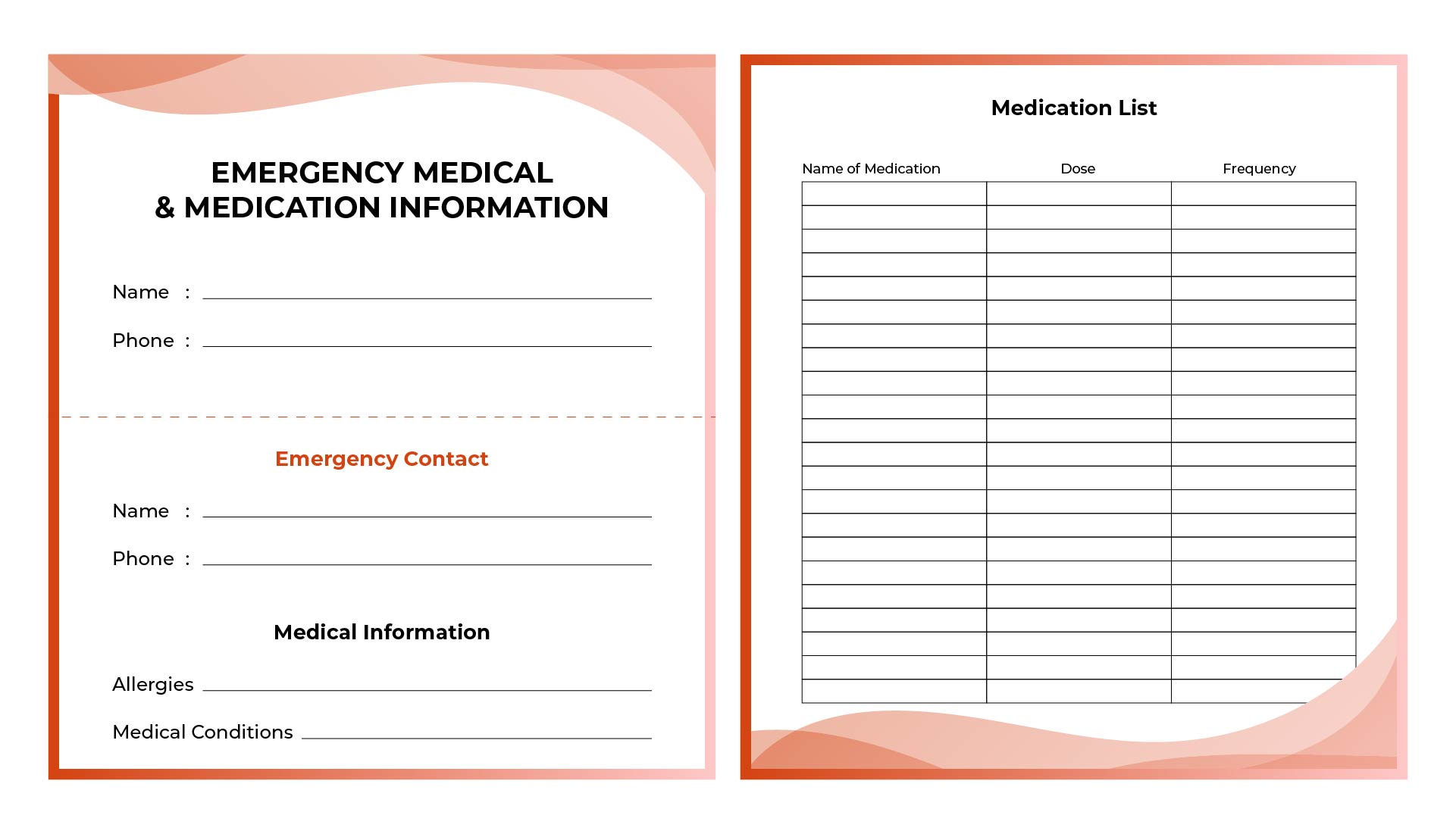 Printable Medication List For Wallet