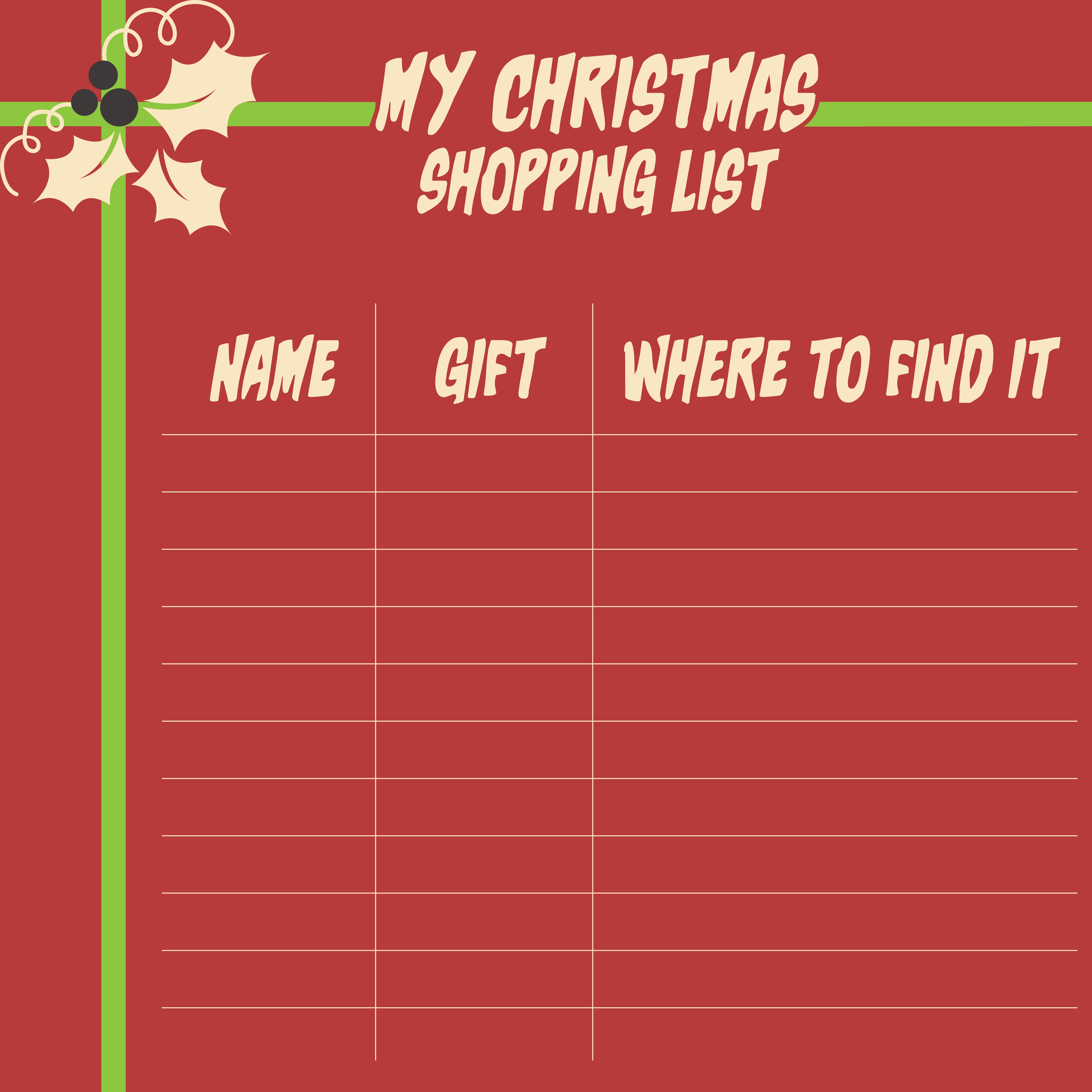 6 Best Images of Printable Christmas Shopping List Template Christmas