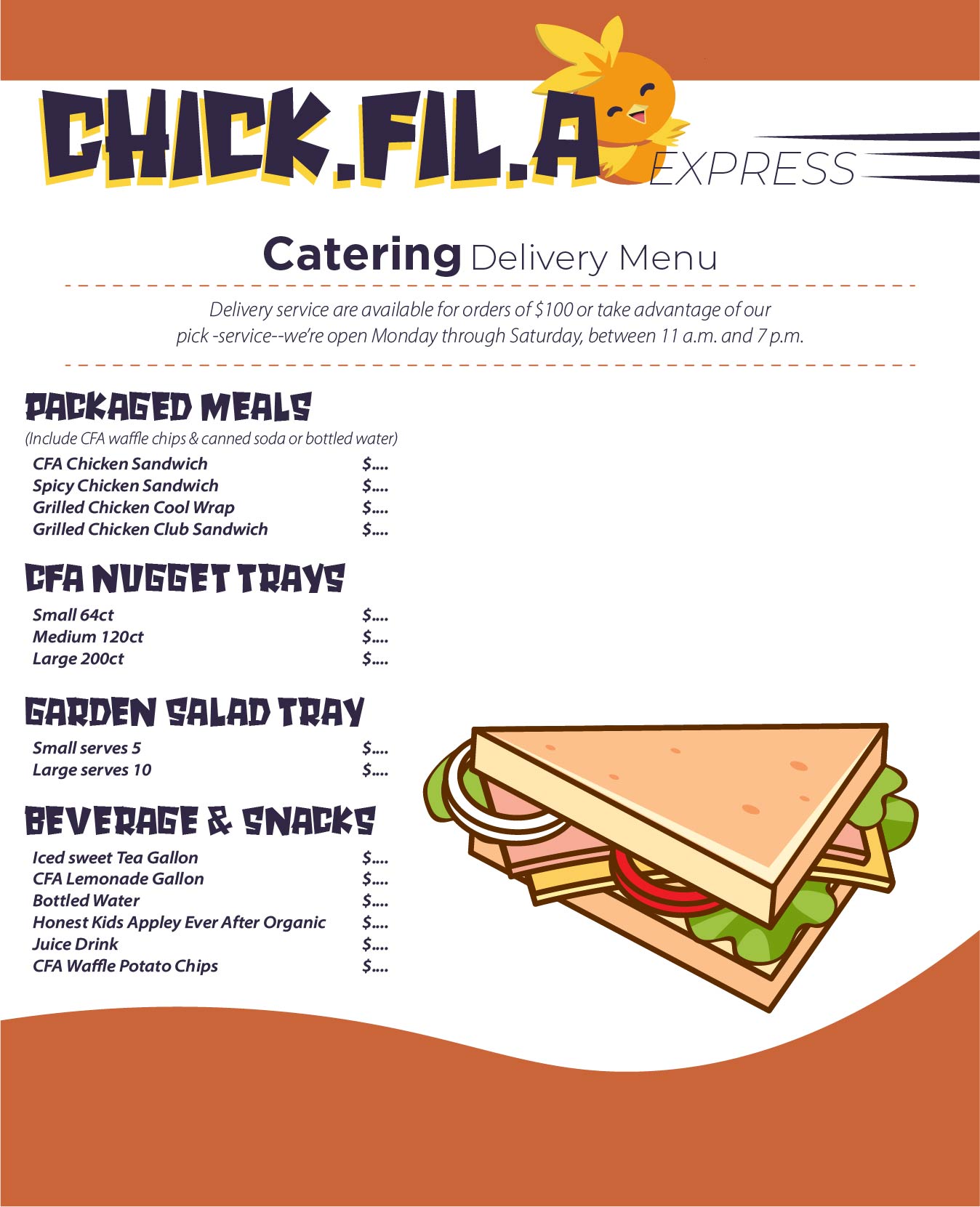 Lunch Menu Time Chick Fil A