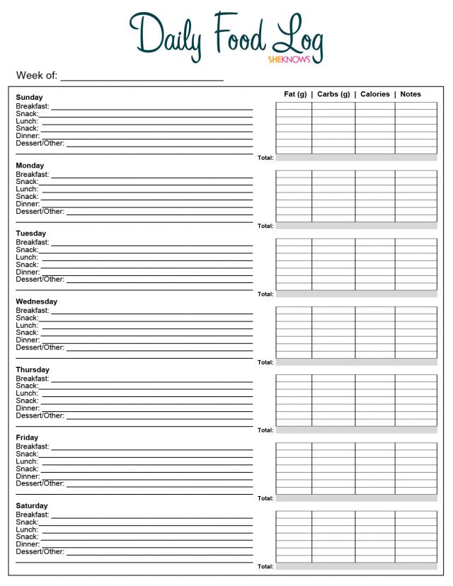 8 Best Images Of Weekly Food Journal Printable Worksheet Journal Food Diary Template Daily
