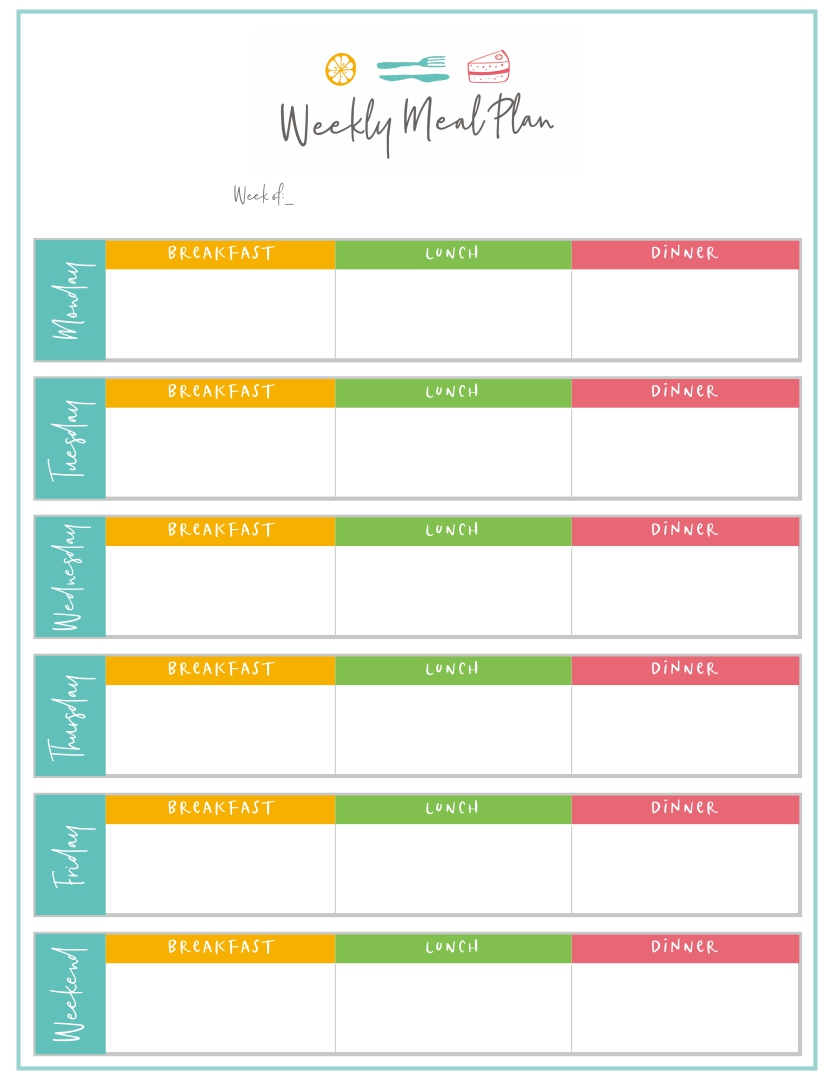 6 Best Images Of Printable Weekly Menu Chart Free Printable Weekly 