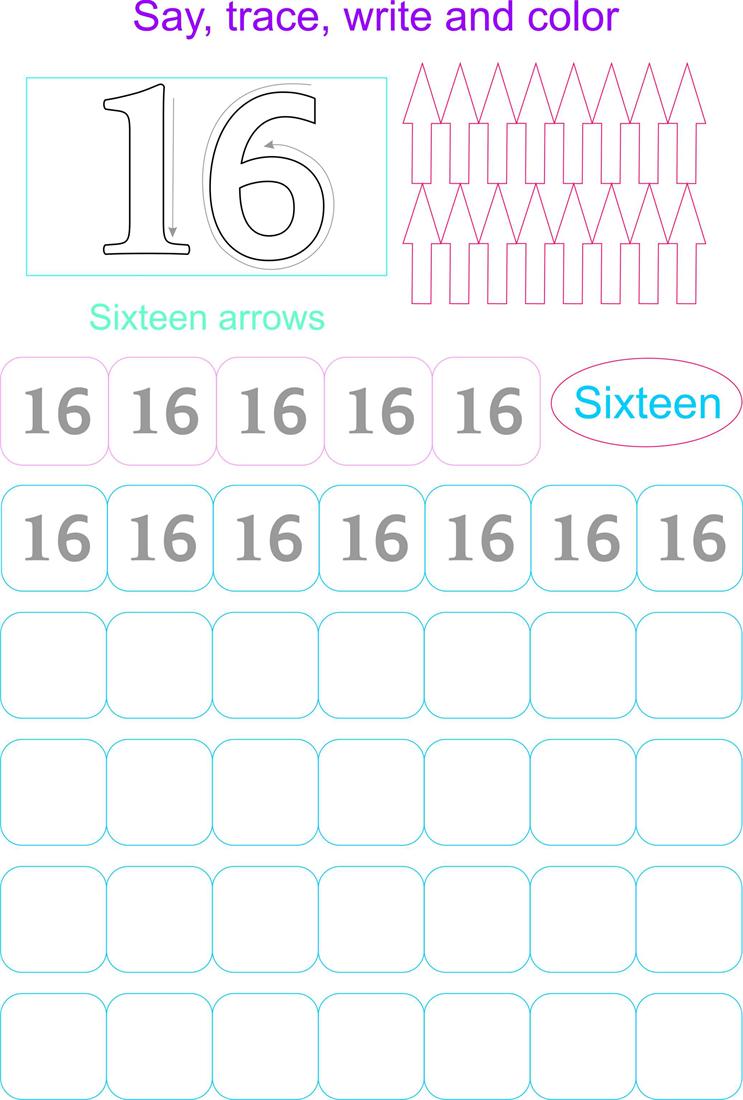 6 Best Images of 16 Free Printable Worksheet - Number 16 Counting
