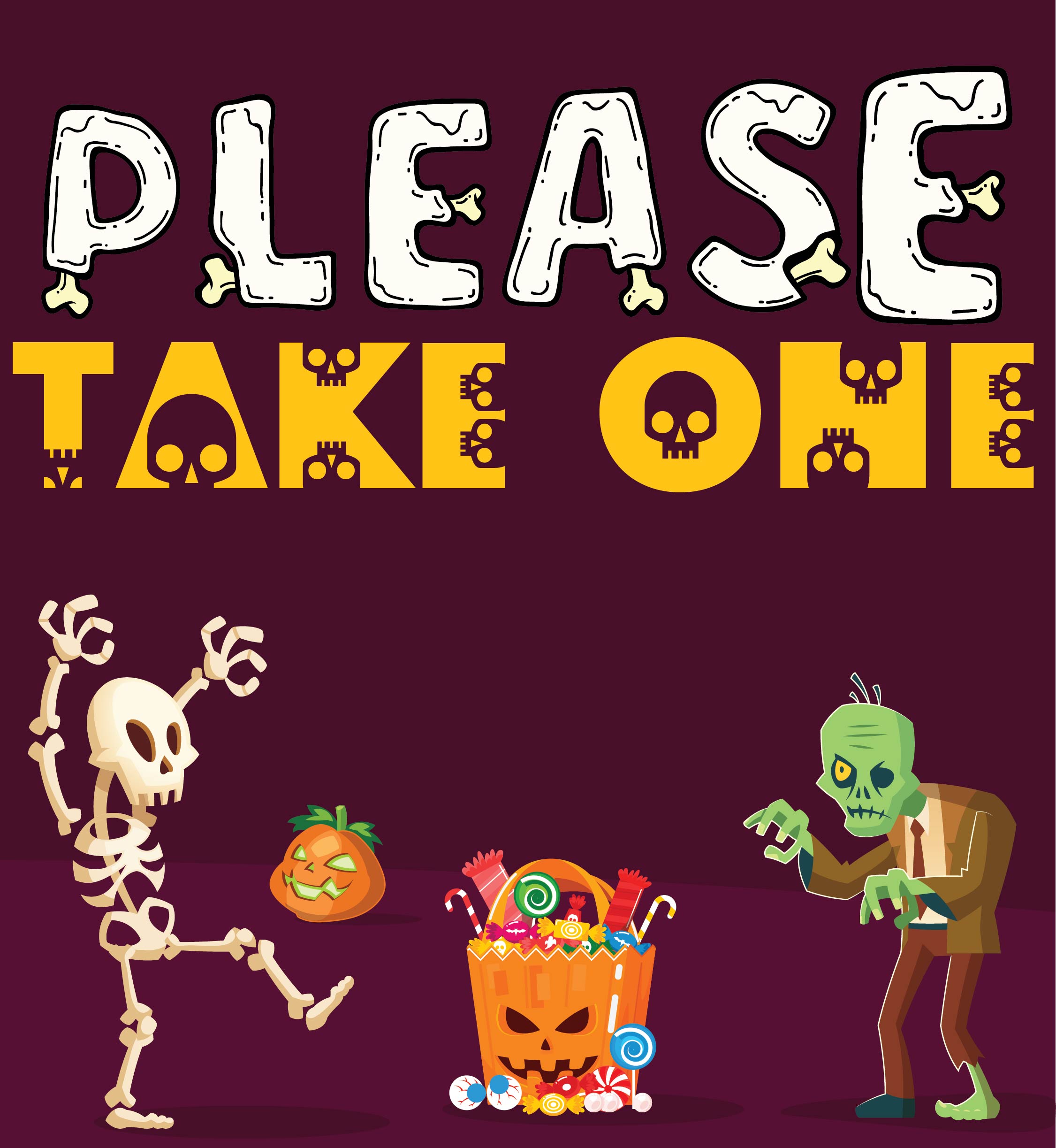 6 Best Images Of Free Printable Halloween Please Take One Sign