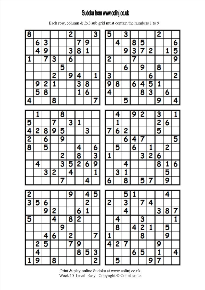 Sudoku 6 Per Page Printable Printable Word Searches