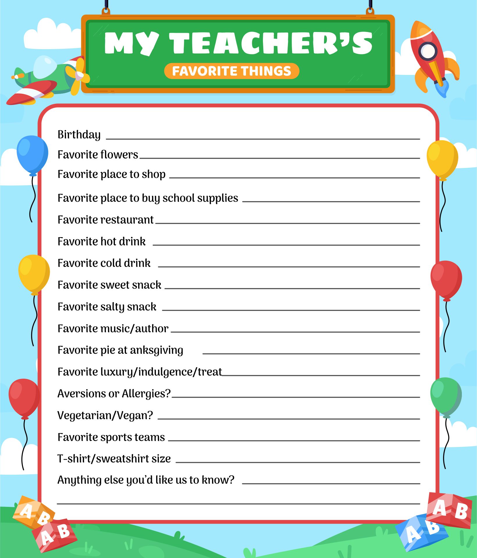 classroom wish list template