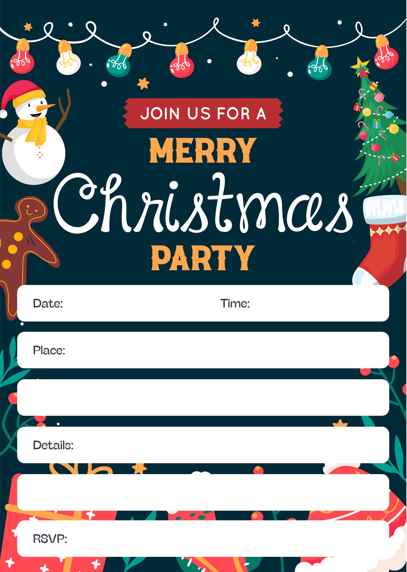 Christmas Invitation Template Free Printable